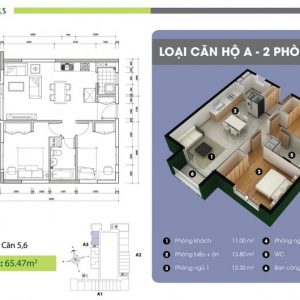 65m2 Block A - Thiết kế Green Town Bình Tân