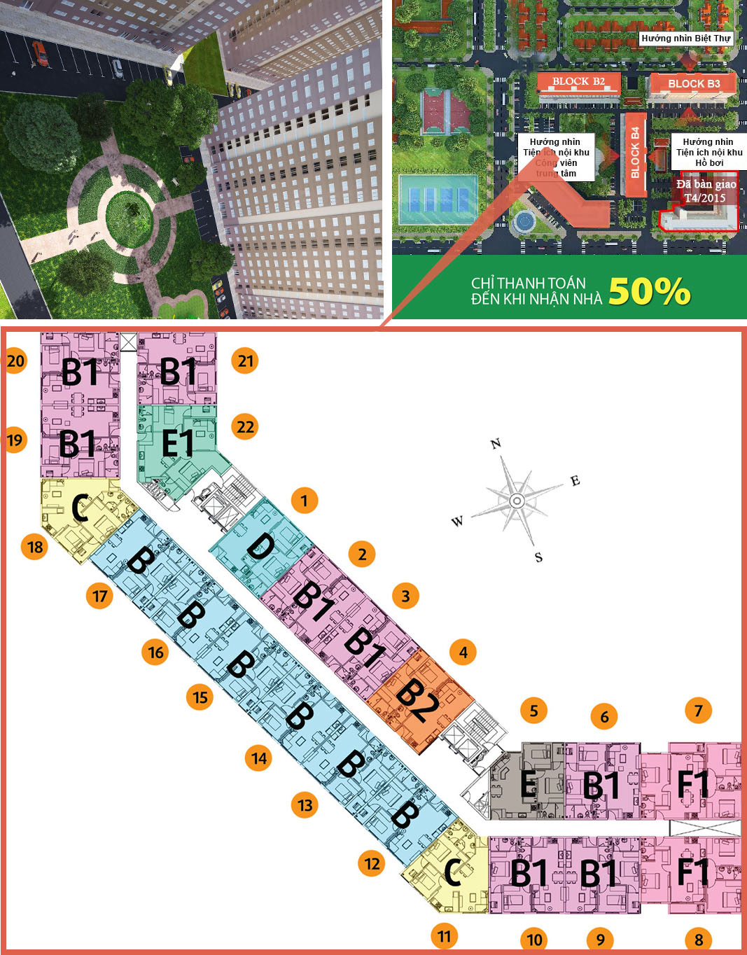 Mặt bằng tầng block B1 Green Town Bình Tân